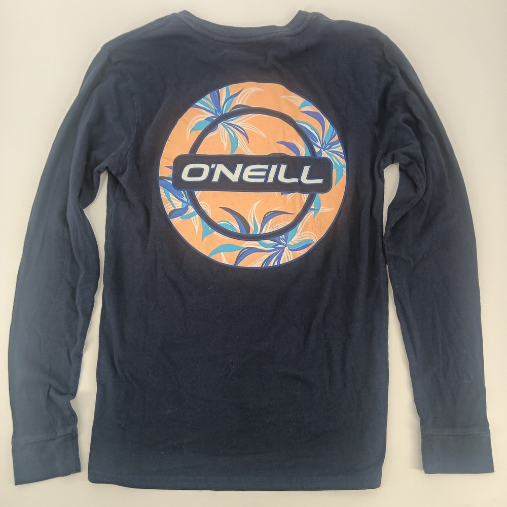 ONeill Mens Modern Long Sleeve Graphic T-Shirt Navy Blue Tropical Palm Small